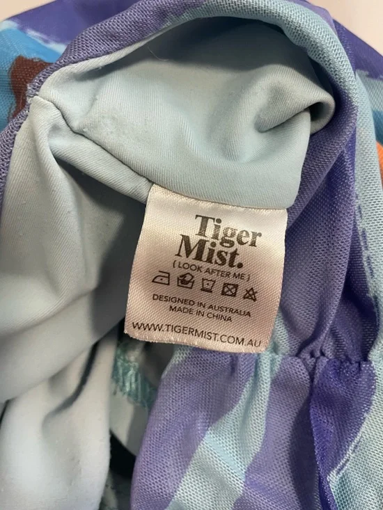 Tiger Mist Mini Skort SM Blue Striped Ruched Mesh Y2K Island Summer Stretch - Picture 12 of 12